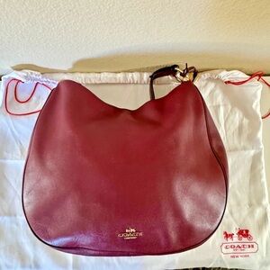 Coach Burgundy Leather Shoulder Hobo with Gold Hardware